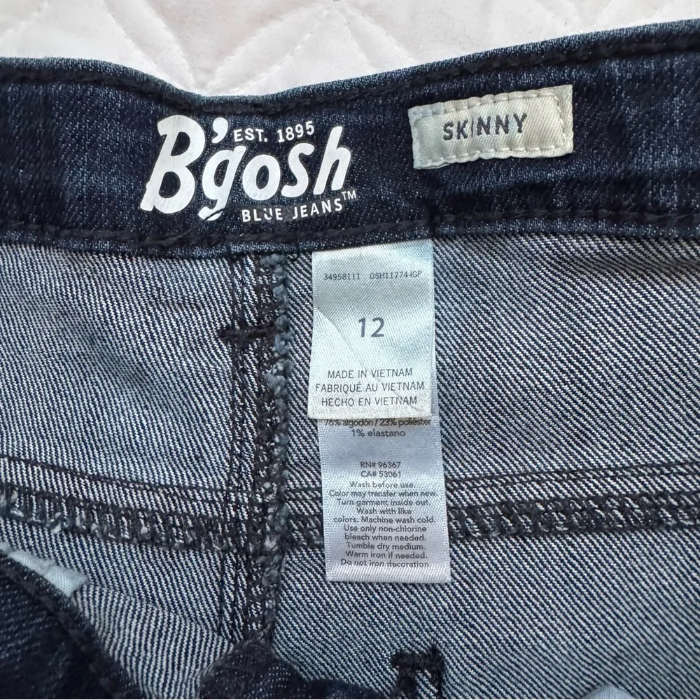 OshKosh B'gosh Kids Dark Blue Skinny Denim Jeans Adjustable Waist Size 12